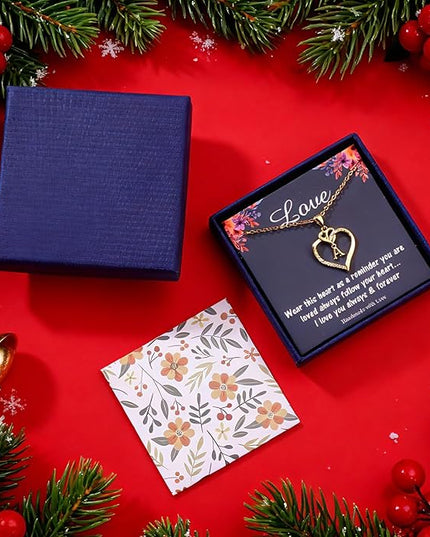 STORUP Christmas Gifts for Women Teen Girls - Heart Initial Necklaces for Women Girls, 14K-Gold-Plated Cubic Zirconia Initial A-Z Pendant Dainty Heart Necklaces for Teen Girl Jewelry Birthday Gifts