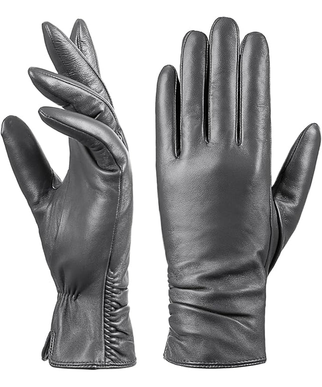 Womens Winter Leather Touchscreen Texting Warm Driving Lambskin Pure Genuine leather Gloves