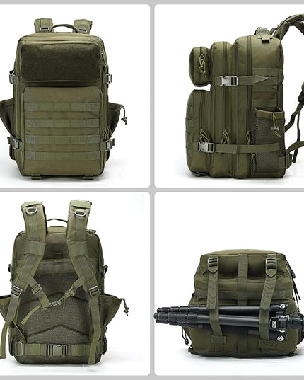 gracedon Tactical Backpack - Military Molle Bag 3 Days Pack for men and Women Large Assault Rucksack 45L (Green)