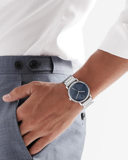 Movado Bold Evolution 2.0 Men's Watch - Swiss Quartz Movement, Stainless Steel Mesh Bracelet - 3 ATM Water Resistance - Luxury Fashion Timepiece for Him - 40mm