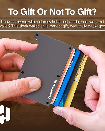 Hayvenhurst Wallet For Men - Reinvented Design Men's Wallet - Slim, Minimalistic & Seamless, Blocks RFID Scanners with a Cash Strap (Gunmetal)