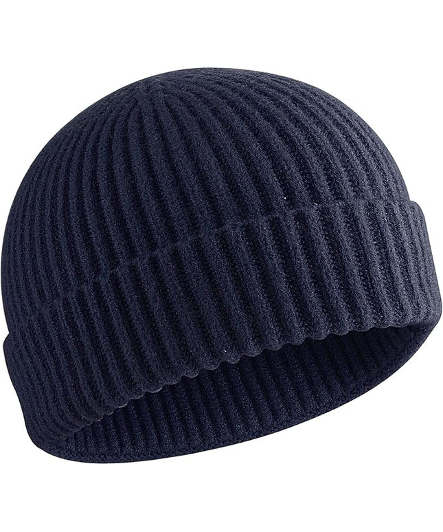 50% Wool Warm Cuffed Swag Knit Short Fisherman Beanie for Men Women Winter Hats Trawler Skull Cap