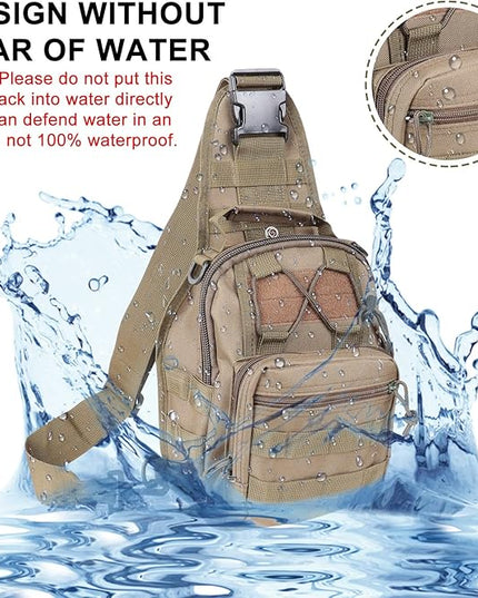 Qcute Tactical Backpack, Waterproof Military Cross-body Molle Sling Shoulder Backpack Chest Bag for Outdoor Every Day Carry