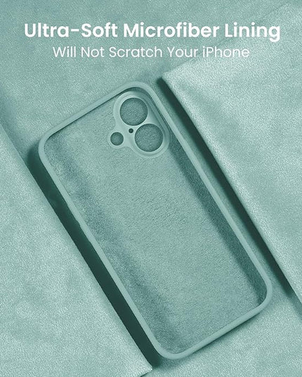 FireNova Designed for iPhone 16 Plus Case, Silicone Upgraded [Camera Protection] Case with [2 Screen Protectors], Soft Anti-Scratch Microfiber Lining Inside, 6.7 inch, Mint Green