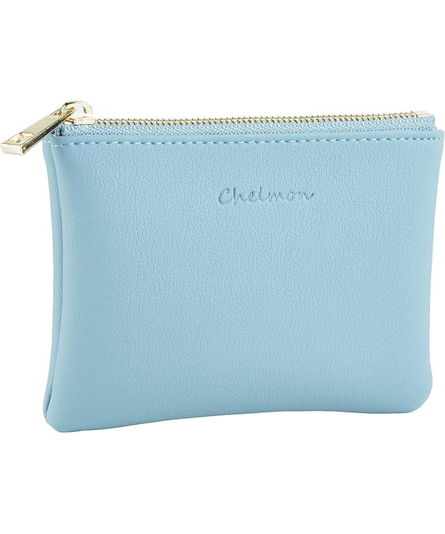 Chelmon Vegan Leather Coin Purse Pouch Change Purse With Zipper For Men Women