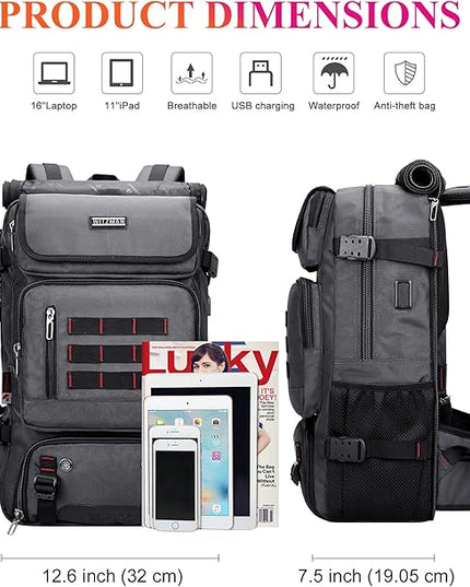 WITZMAN Carry on Travel Backpack for Men Women Airline Approved Convertible Nylon Duffle Backpack Luggage Bag (B682 Silvery Grey)