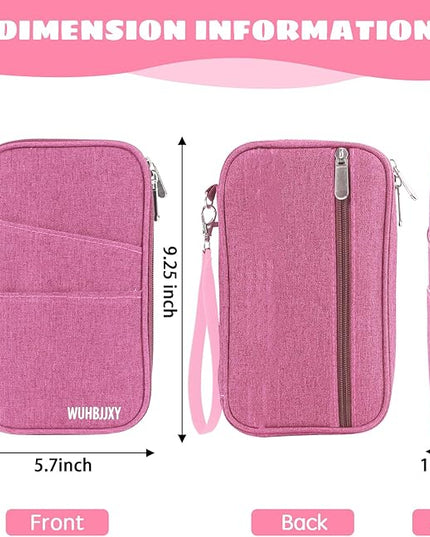 Premium Travel Passport Holder,Family Passport holder Travel Document Organizer,Secure &Stylish Companion For your Family (pink)