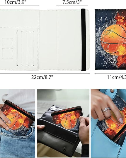 Basketball Passport Holder for Women and Men PU Leather Passport Cover for Travel