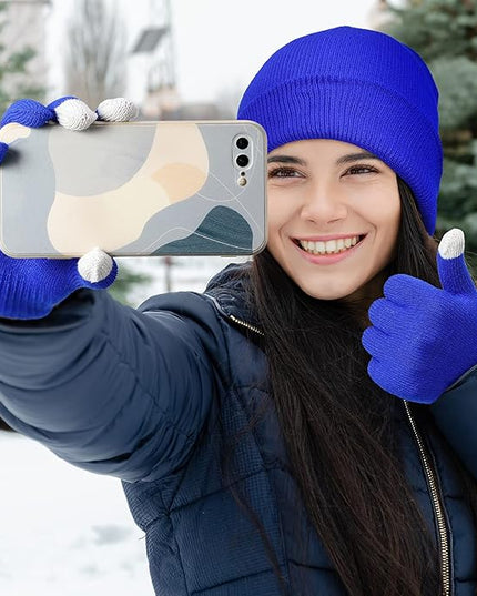 SATINIOR 56 Pieces Bulk Winter Beanies Gloves Set Touchscreen Gloves Hats Combo Pack for Winter Homeless Men Women