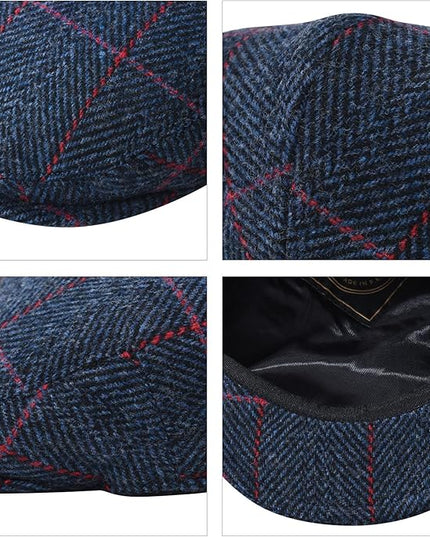 FEINION Men's Wool Tweed Newsboy Ivy Cap Gatsby Golf Flat Hat