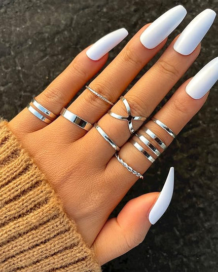 17KM 60 Pcs Gold Stacks Ring Sets for Women Non Tarnish, Dainty Vintage Stackable Rings Pack, Finger Midi Knuckle Rings for Jewelry Gift