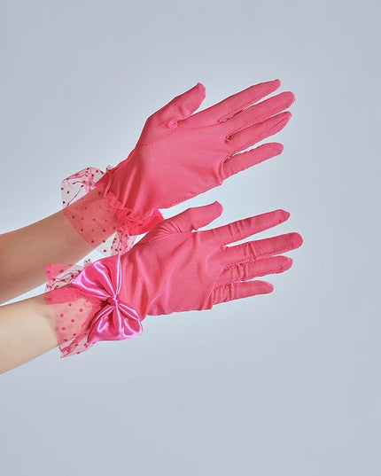 Sahabowi Satin Gloves Formal Bridal Banquet Party Wedding Opera Solid Colorful Mitten For Women