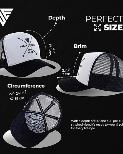 Urban Effort Mesh Back Cap - for Men and Women Baseball Hat 5-Panel Trucker Hat - Great Snapback Closure for Hunting & Hiking