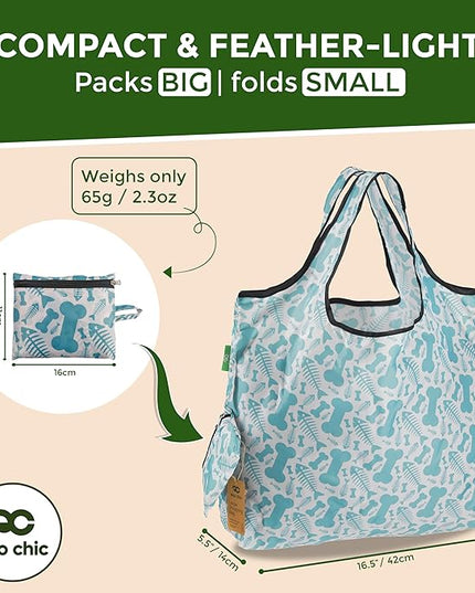 Reusable Large Foldable Shopping Bag Fish Bone by Eco Chic