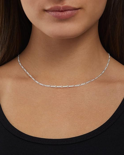 Amazon Essentials 14k Gold or Sterling Silver Plated Figaro Chain Necklace