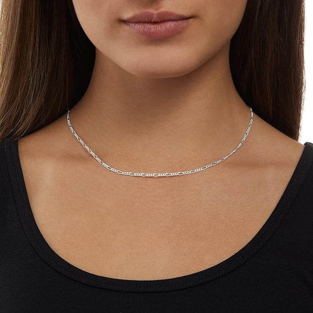 Amazon Essentials 14k Gold or Sterling Silver Plated Figaro Chain Necklace