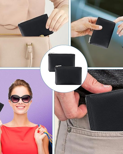2 Pack Leather Zipper Coin Purse,Portable Change Wallet,Coin Pouch with Zipper for Men Women,Small Pouch Change Purse Coin Bag,Mini Coin Pocket Pouch Change Holder for Men Women(black)