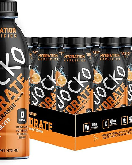 Jocko Fuel Hydrate Electrolyte Drinks - Sports Drink Hydration Amplifier, Thirst Quencher - Scientifically Formulated Electrolyte Blend Island Orange Flavor 16 Oz (12 Pack)
