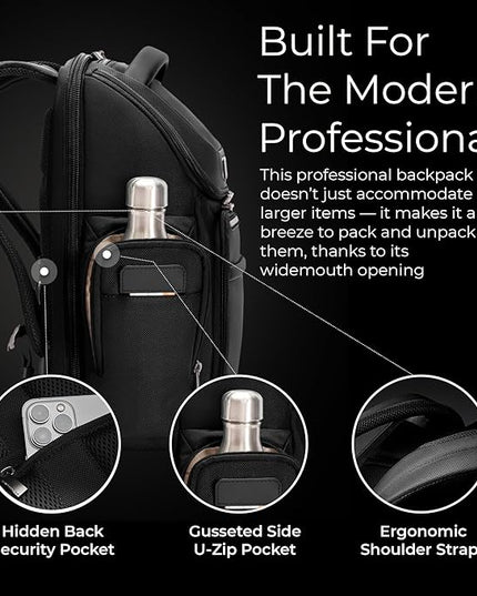Briggs & Riley Medium Widemouth Backpack for Women & Men - Laptop Backpack, For Work & Travel, Lightweight & Durable, Padded Straps, Fits up to 15" Laptop - @work Collection, Black