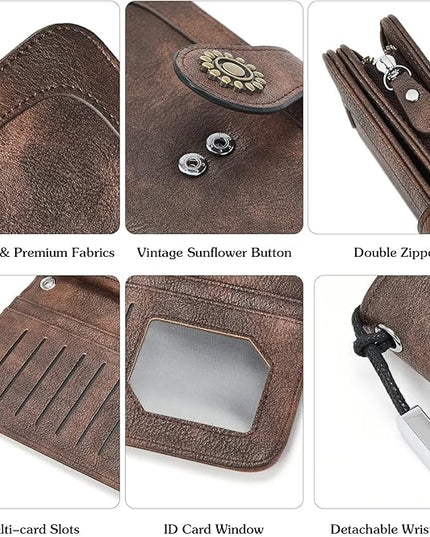 BOSTANTEN Leather Wallet for Women RFID Blocking Zip Around Credit Cards Holder Phone Clutch
