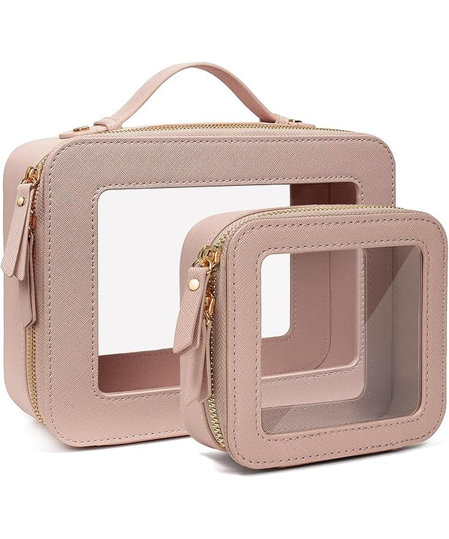 Travel Clear Makeup Bag Set, TSA Approved Cosmetic Bag Case with Zipper Portable Makeup Pouch Toiletry Bag Traveling Cosmetic Organizer Storage Bag Car Organizer Car Essentials