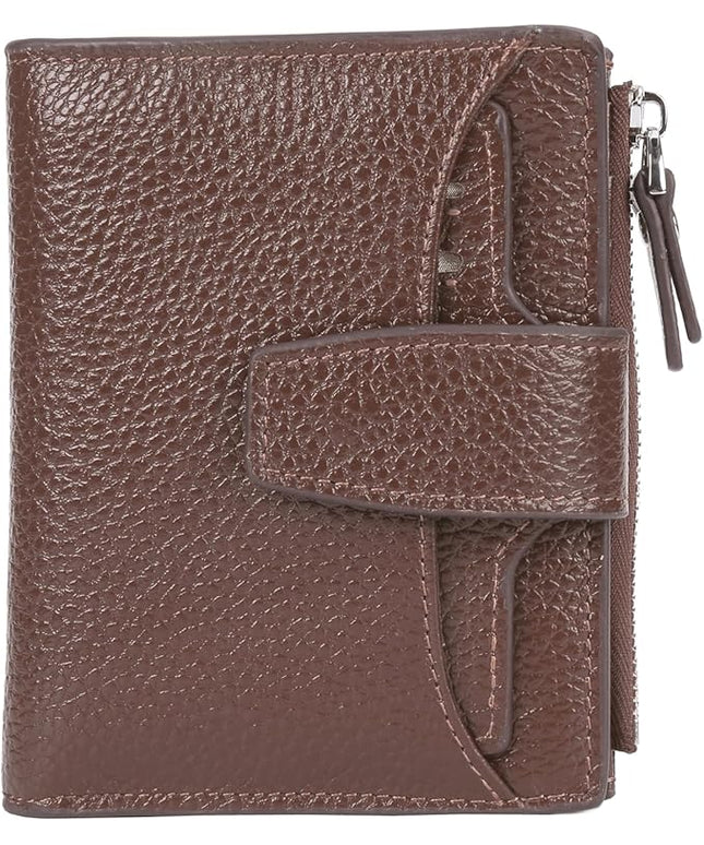 AINIMOER Women's RFID Blocking Leather Small Compact Bi-fold Zipper Pocket Wallet Card Case Purse with id Window