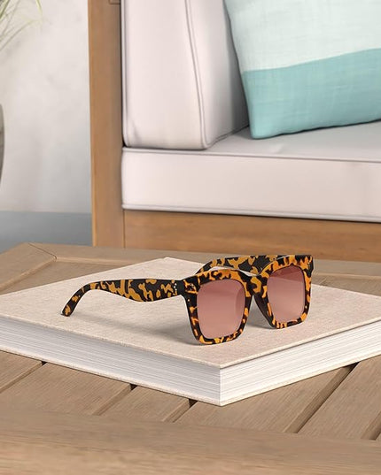 Vintage Women Oversized Sunglasses Designer Luxury Square Sun Glasses UV400 Protection Flat Lens