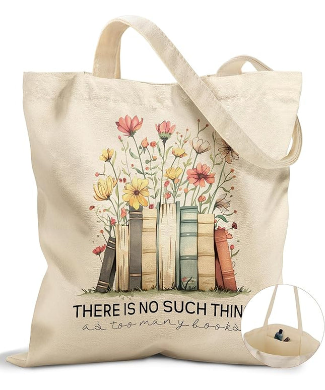 Canvas Tote Bag with Pockets - Aesthetic Reusable Totes for Women Ladies Cute Printed Cloths Canvas Shoulder Bag