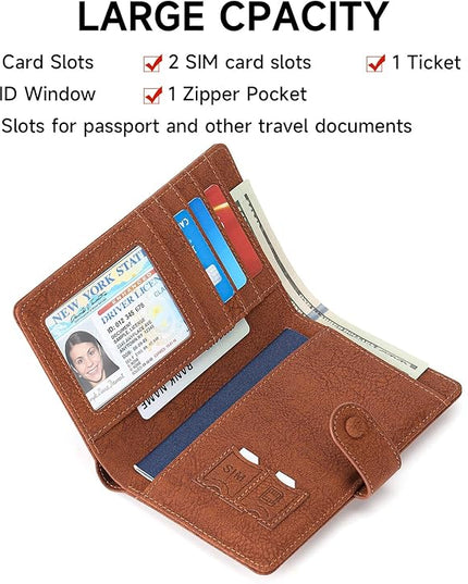 RFID Blocking Passport Wallet Cover Case Travel Document Organizer for Women and Men,Travel Wallet for Credit Card