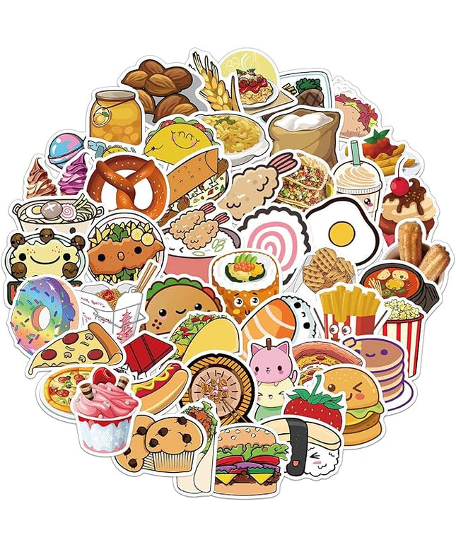 100PCS Waterproof Vinyl Fast Food Stickers Cute Dessert Decals for Laptops Skateboards Water Bottles Aesthetic Graffiti Kawaii Stickers Pack for Teens Adults Kids