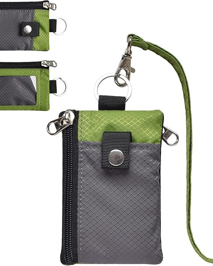 Minimalist RFID Blocking Small Wallet with ID Window,WaterResistant Zip Id Case Wallet with Lanyard Keychain for Cards,Cash,Travel,Women,Men