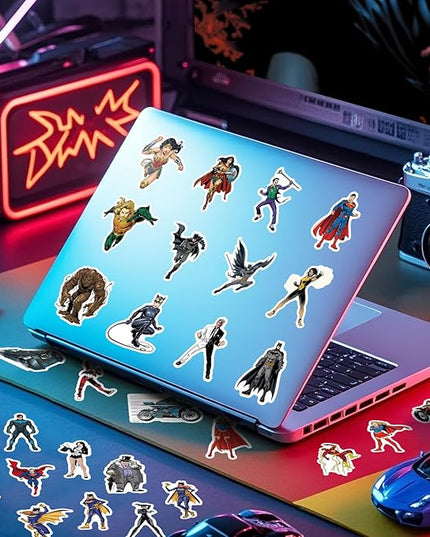 Superhero Stickers for Water Bottles – 50PCS Cartoon Stickers for Kids, Teens, Adults – Waterproof Vinyl Decal Sticker for Laptops, Phones, Skateboards, Scrapbooks, Party Favors, Gifts