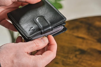 Lavalen Soft Leather Wallet for Men - Mens Wallet Bifold with Zipper Coin Pocket - Holds Bills, Credit Cards, Coins - Carteras para Hombres Piel - Billeteras de Hombres Cuero Original - RFID Blocking.