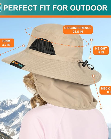 SUN CUBE Wide Brim Sun Hat Men Women, Fishing Hats Sun UV Protection, Mens Hiking Bucket Hat Safari Beach Boonie, UPF 50+