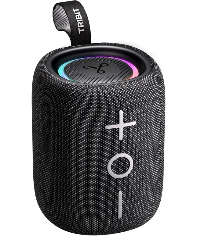 Tribit StormBox Mini+ Portable Bluetooth Speaker, 12W Wireless Speaker with 360°Surround Sound, 12H Playtime, Custom EQ, BT5.4, IPX7 Waterproof, RGB Lights, Type-C, TWS, AAC/SBC, Home/Outdoor/Travel