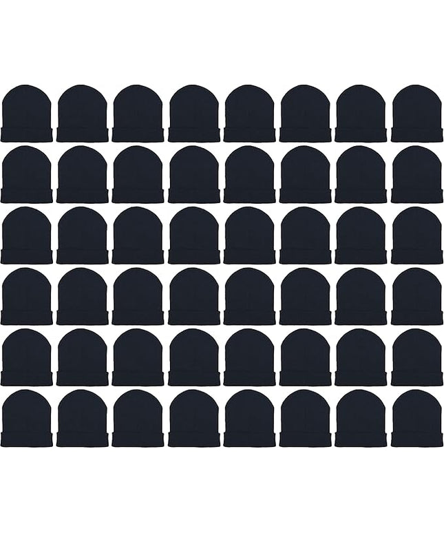 48 Pack Kids Winter Beanies, Warm Cold Weather Hats for Boys Girls Children, School Outdoors, Bulk