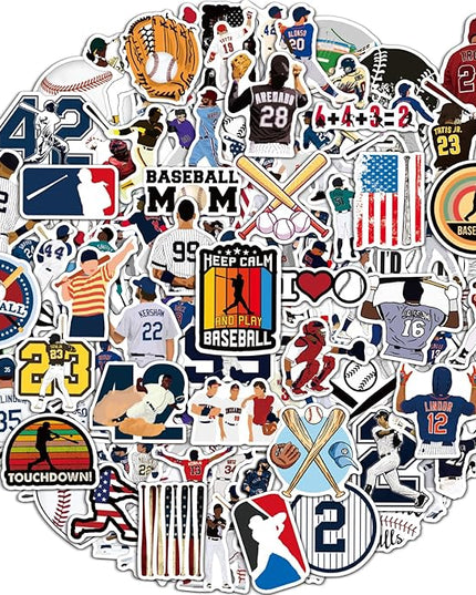 100 Pcs Sport Stickers for Kids, Baseball Water Bottle Stickers, Vinyl Waterproof Laptop Sticker for Water Bottle, Bulk Sticker Packs for Boys Kids Classroom Prizes for Elementary Students