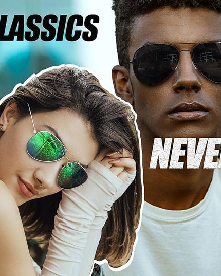 Joopin Polarized Metal Aviation Sunglasses Men, Classic Military Sun Glasses Women, Rectangle Shades UV400 Protection Costume