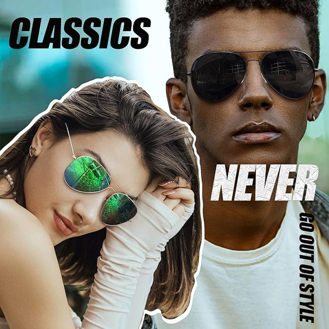 Joopin Polarized Metal Aviation Sunglasses Men, Classic Military Sun Glasses Women, Rectangle Shades UV400 Protection Costume