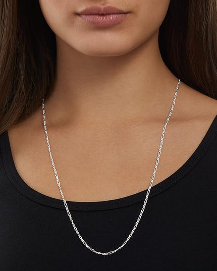 Amazon Essentials 14k Gold or Sterling Silver Plated Figaro Chain Necklace