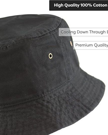 The Hat Depot Bucket Hat - Unisex 100% Cotton & Denim UPF 50 Packable Summer Travel Beach Sun Hat