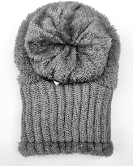 HUAMULAN Women Winter Beanie Hats One Piece Fleece Lined Knit Balaclavas Mask Set Skull Neck Circle Scarf Ski Snow Hat Pompom