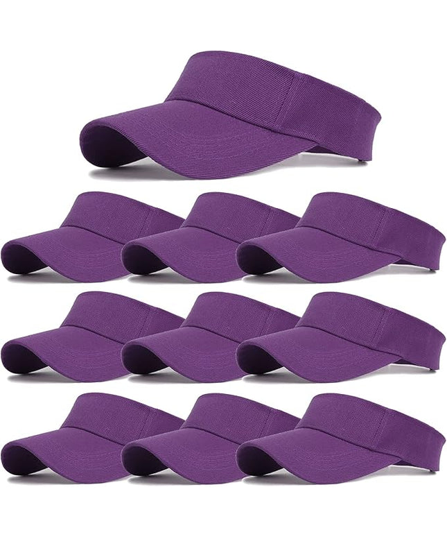 10 Pack Men Women Sun Visor Adjustable UV Protection Blank Sun Visor Hats Caps for Beach Pool Golf Tennis Sports