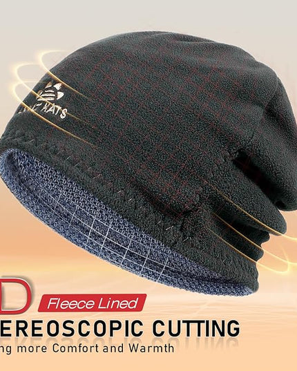 Lvaiz Mens Winter Beanie Hat Warm Fleece Lined Skull Cap for Men Reversible Women Windproof Watch Hat Knit Warm Unisex Beanie