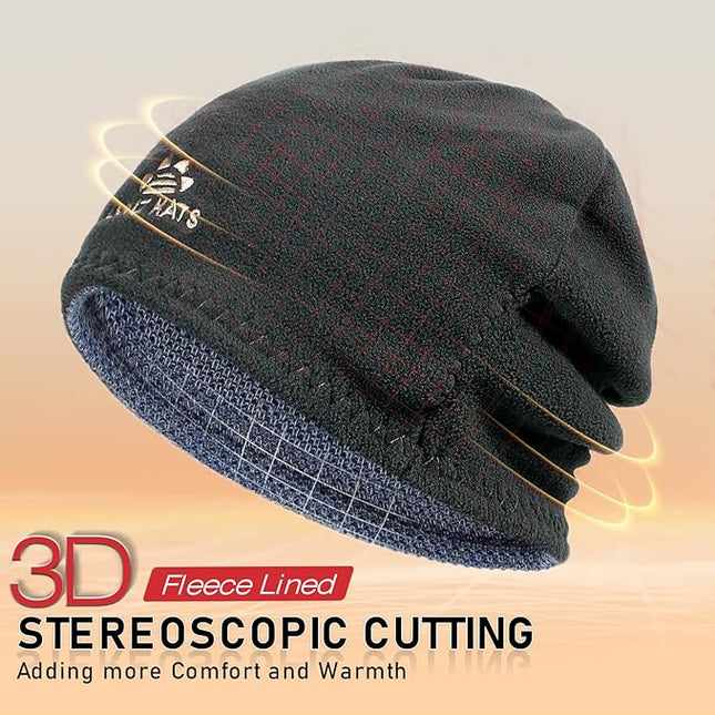 Lvaiz Mens Winter Beanie Hat Warm Fleece Lined Skull Cap for Men Reversible Women Windproof Watch Hat Knit Warm Unisex Beanie