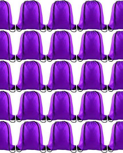 KUUQA 25Pcs Purple Drawstring Bags - String Backpacks for Gym, Sport, Traveling