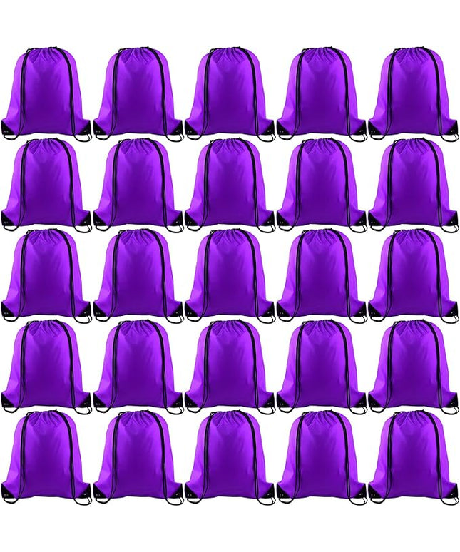 KUUQA 25Pcs Purple Drawstring Bags - String Backpacks for Gym, Sport, Traveling