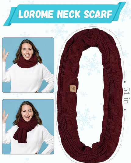 Winter Beanie Hat Scarf Gloves, Warm Fleece Knit Hats Touch Screen Gloves Neck Scarf Set Winter Gifts for Unisex Adult