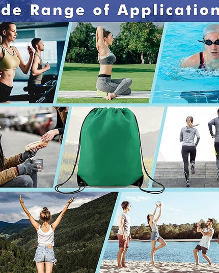 BeeGreen Drawstring Backpack Bags 20,30,50 Packs Reflective String Bags for Gym Sport Trip Cinch Sack DIY for Women Men
