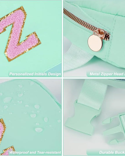 Uygafly Belt Bag Fanny Pack Crossbody Bags with Initials Letter Patch Cute Stuff Birthday Gifts for Teenager Girls Trendy Stuff for Teens | Z,Light Green